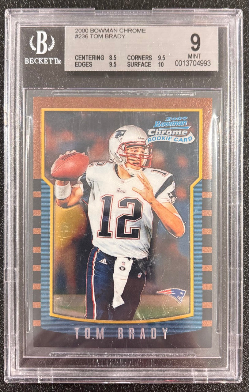 2000 Bowman Chrome #236 Tom Brady Rookie Card BGS 9 Mint w/ 10 Surface