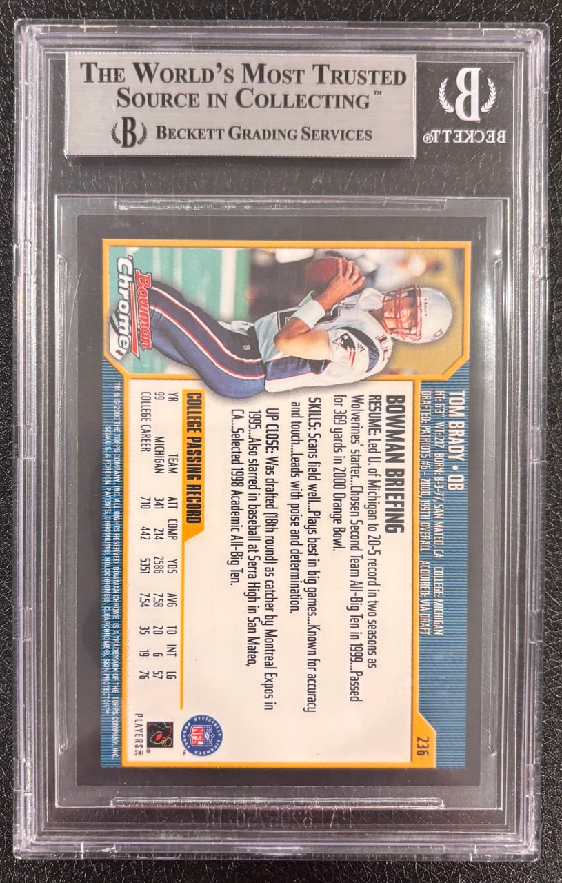 2000 Bowman Chrome #236 Tom Brady Rookie Card BGS 9 Mint w/ 10 Surface