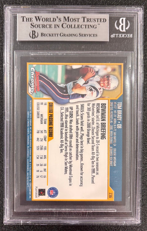 2000 Bowman Chrome #236 Tom Brady Rookie Card BGS 9 Mint w/ 10 Surface