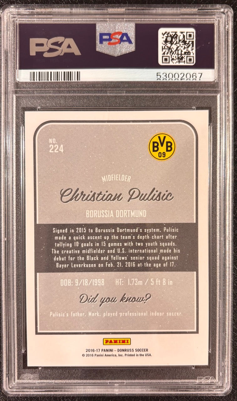 2016 Panini Donruss Debuts Gold #224 Christian Pulisic PSA 9