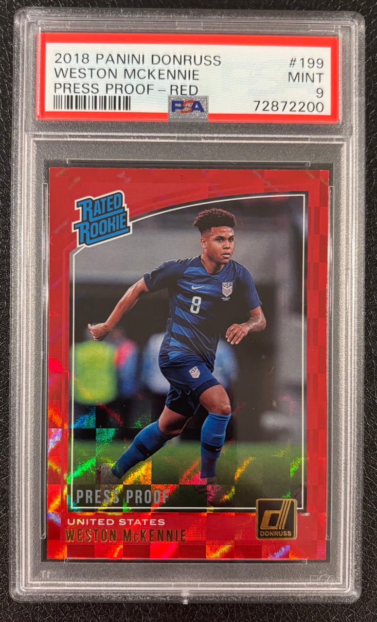 2018 Panini Donruss Weston McKennie Red Press Proof #199 PSA 9 Rookie