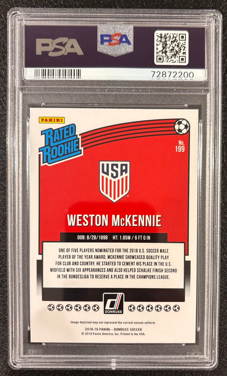 2018 Panini Donruss Weston McKennie Red Press Proof #199 PSA 9 Rookie