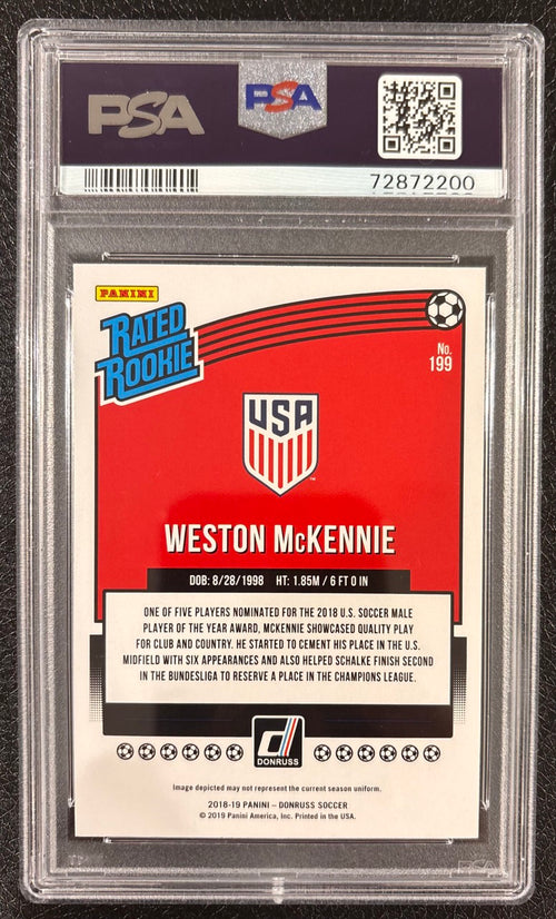2018 Panini Donruss Weston McKennie Red Press Proof #199 PSA 9 Rookie