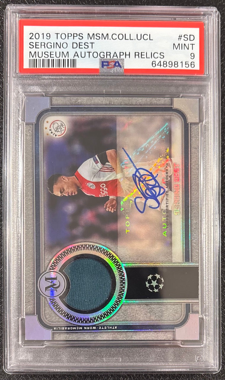 2019 Topps Museum Collection UCL Sergiño Dest Autograph Relic PSA 9