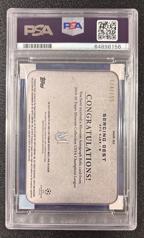 2019 Topps Museum Collection UCL Sergiño Dest Autograph Relic PSA 9
