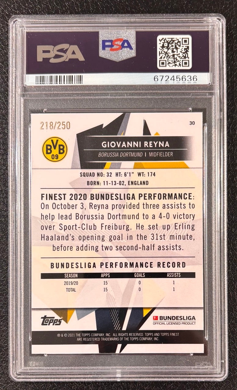 2020-21 Topps Finest Giovanni Reyna Purple Refractor #30 /250 PSA 10