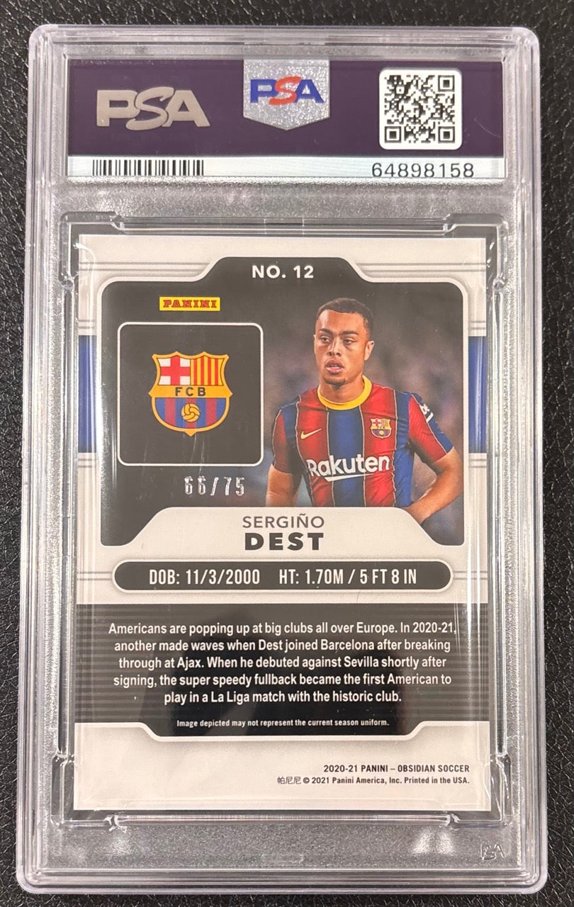 2020 Panini Obsidian Sergiño Dest Electric Etch Purple #12 /75 PSA 10