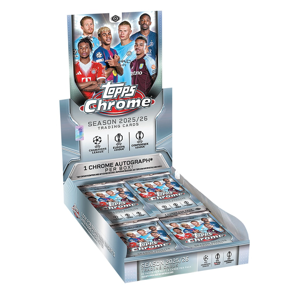 2025/26 Topps Chrome UEFA Club Competitions Factory Sealed Hobby Box