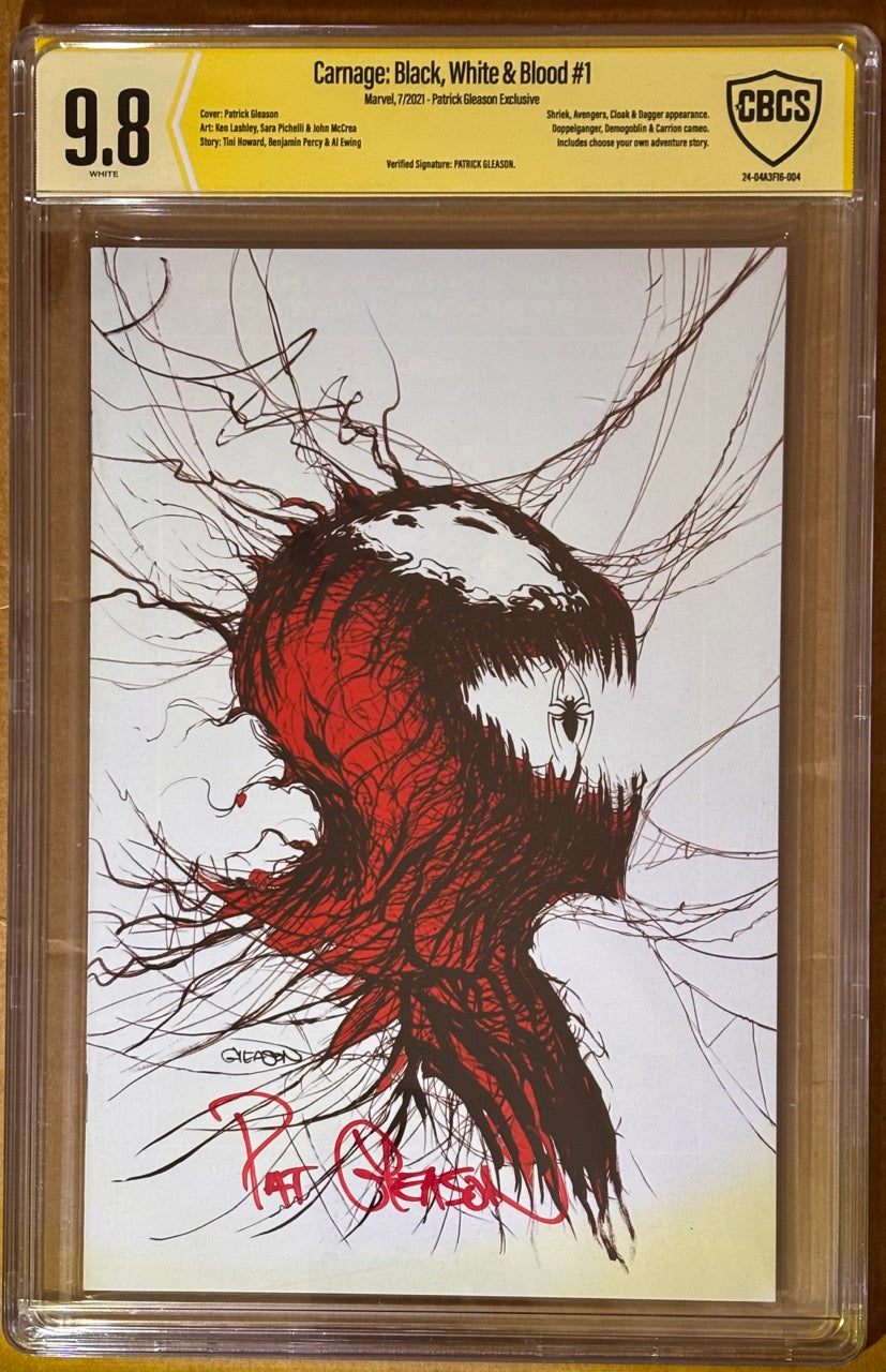 Carnage Black White & Blood #1 (2021) Pat Gleason Verified Signature - CBCS 9.8