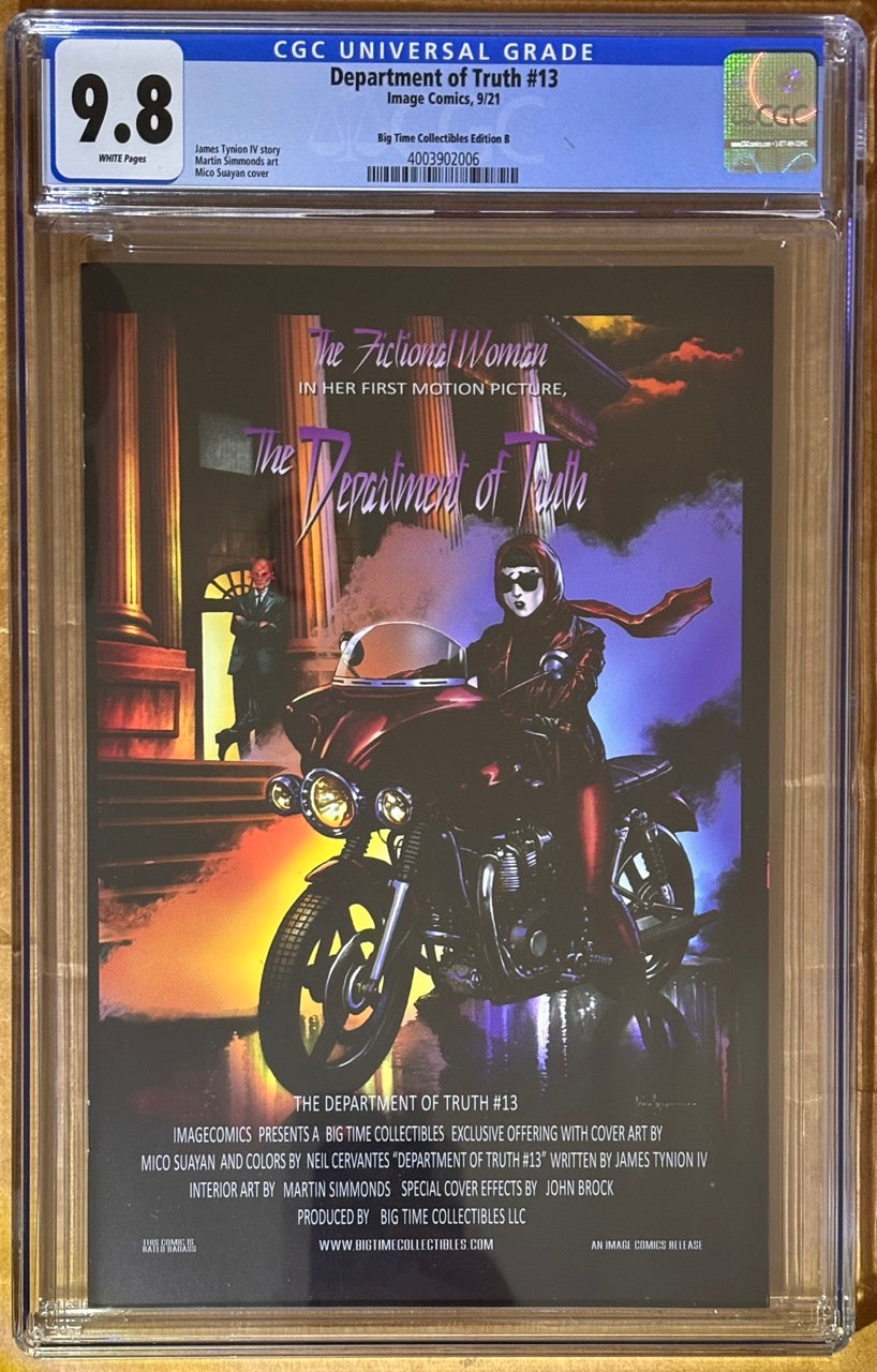 Department of Truth #13 - Big Time Collectibles Edition B Mico Suayan Variant - CGC 9.8