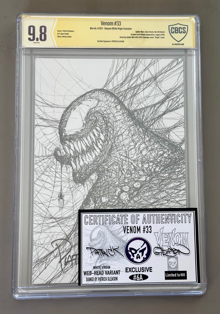 Venom #33 - White Virgin ASM 55 Homage Variant - CBCS SS 9.8 ✍️ Signed by Patrick Gleason